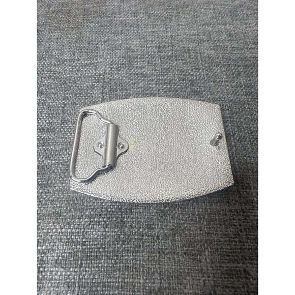 John Deere Quality Farm Equipment Enameled Belt Buckle Green & Silver - Picture 2 of 3